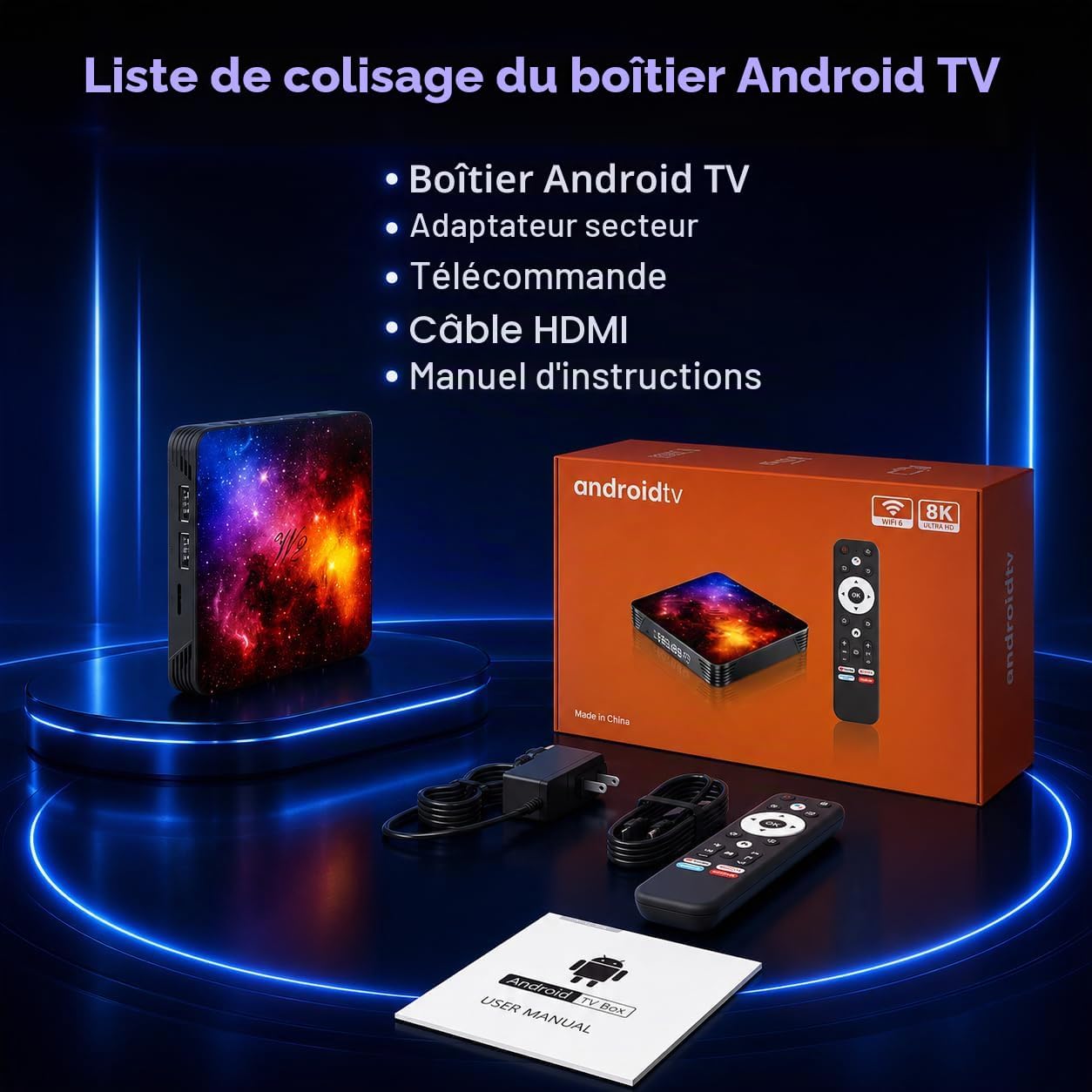 12 Mois Android 14 TV Box 4GB RAM 128GB ROM Quad-Core Mali-G31 GPU