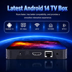 12 Mois Android 14 TV Box 4GB RAM 128GB ROM Quad-Core Mali-G31 GPU