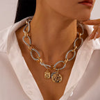 Dual Tone Chunky Coin Necklace