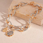 Dual Tone Chunky Coin Necklace