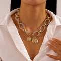 Dual Tone Chunky Coin Necklace