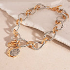 Dual Tone Chunky Coin Necklace